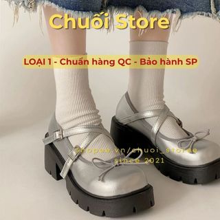 Giày lolita nữ da PU tổng hợp dệt vải đế cao su dễ phối đồ thanh lịch nữ tính nhẹ nhàng