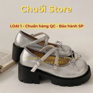 Giày lolita nữ da PU tổng hợp dệt vải đế cao su thanh lịch nữ tính dịu dàng tinh tế