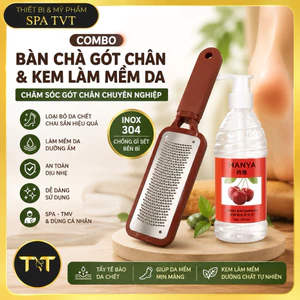 Combo Bàn Chà Gót Chân Inox 304 Và Kem Làm Mềm Da, Tẩy Da Chết Chai Sần Gót Chân Spa