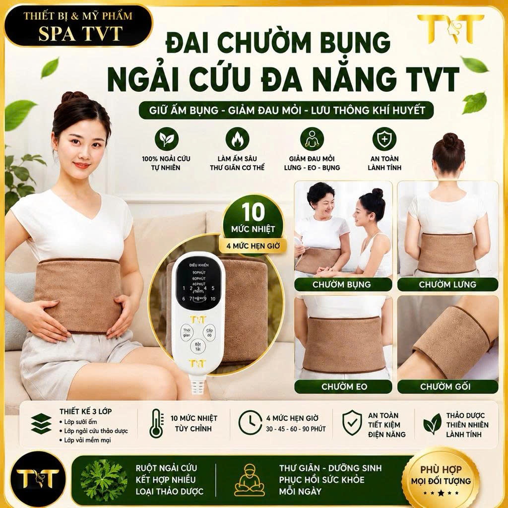 ĐAI CHƯỜM BỤNG NGẢI CỨU TVT, GIỮ ẤM BỤNG EO LƯNG, THƯ GIÃN CƠ THỂ, LƯU THÔNG KHÍ HUYẾT