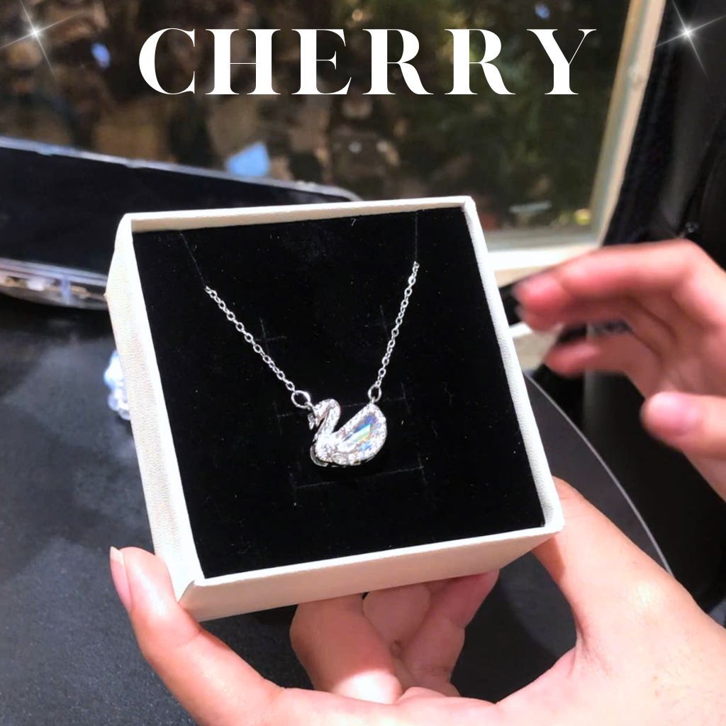 [ Hàng loại 1] Dây chuyền nữ titan thiên nga mặt đá nhiều màu Crystal SWAN cầu vồng CHERRY JEWELRY