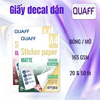 QUAFF Giấy decal  A4 165GSM – Mờ/Bóng – Chống nước, bám dính tốt, sẵn sàng cho DIY và in nhãn