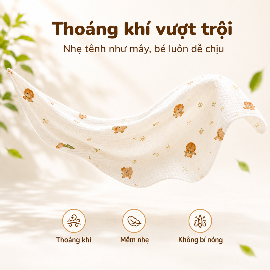 [Giá Sỉ] Khăn Tắm Hè Siêu Thấm Hút Và Nhanh Khô Vải Xô Nhăn Cho Bé Mẹ&Bé 6 Lớp Doomi Baby HT618-HT720-HT834