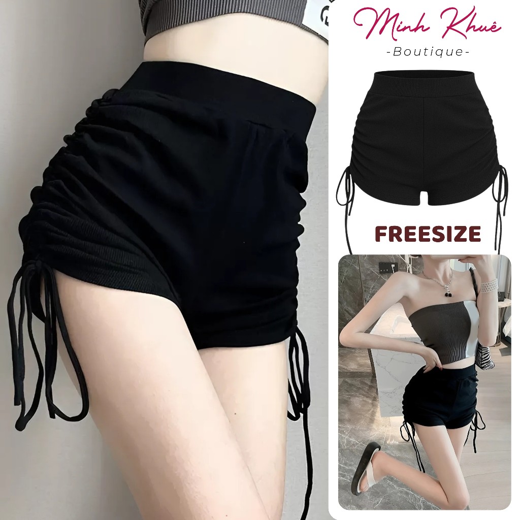 Quần Biker Short Rút Dây 2 Bên Chất Thun Gân Kiểu Dáng Ôm Boddy Sexy QU02 Minh Khuê Boutique