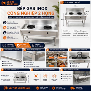 Bếp Gas Công Nghiệp inox cao cấp dành cho nhà hàng, quán ăn ( nhận đặt hàng theo y/cầu)