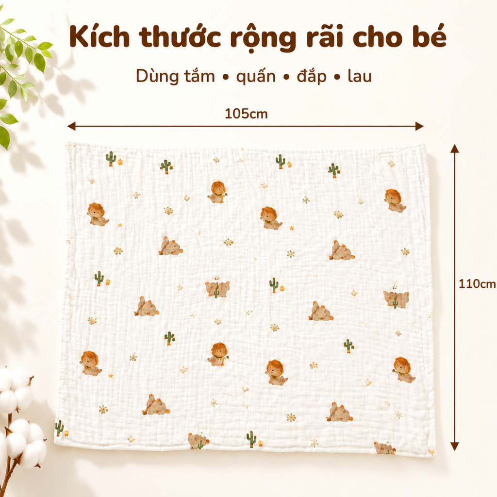 [Giá Sỉ] Khăn Tắm Hè Siêu Thấm Hút Và Nhanh Khô Vải Xô Nhăn Cho Bé Mẹ&Bé 6 Lớp Doomi Baby HT618-HT720-HT834