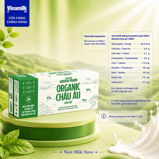 Sữa Tươi Tiệt Trùng Vinamilk Green Farm Organic Cao Cấp 110ml - Thùng 48 Hộp