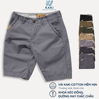 Quần short kaki nam KV Xanh 748 form regular fit basic, chất liệu kaki cotton cao cấp, khóa kéo đồng, bền màu, 45-110kg