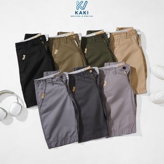 Quần short kaki nam KV Xanh 748 form regular fit basic, chất liệu kaki cotton cao cấp, khóa kéo đồng, bền màu, 45-110kg