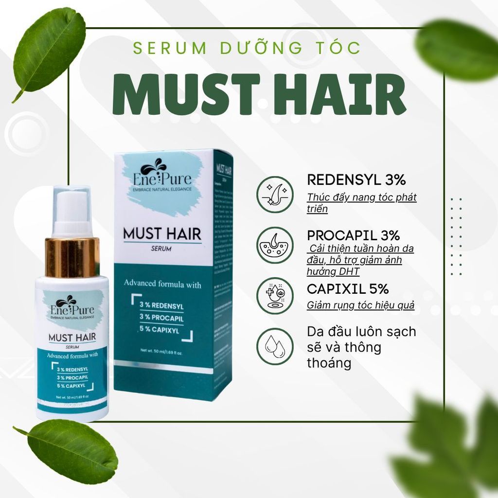 Serum Mọc Tóc Must Hair 50ml 3% Redensyl, 3% Procapil, 5% Capixyl Hỗ Trợ Giảm Rụng Tóc Hiệu Quả