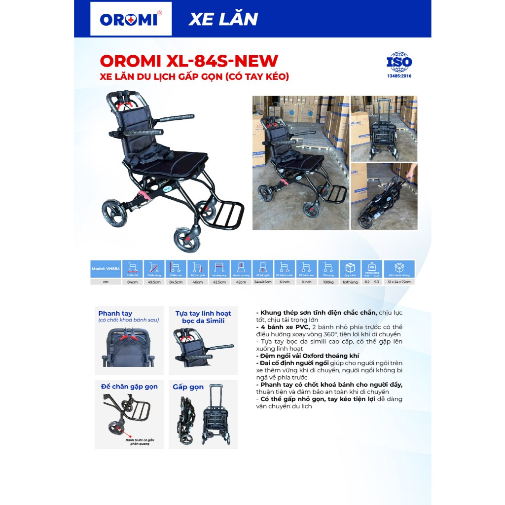 Xe Lăn Du Lịch OROMI XL-84S - Gấp Gọn Siêu Nhẹ