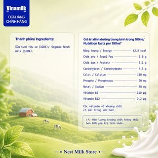 Sữa Tươi Tiệt Trùng Vinamilk Green Farm Organic Cao Cấp 1L - Thùng 12 Hộp
