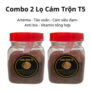 Combo 2 Cám Trộn T5 Tổng Hợp Cám Siêu Đạm, Mỗi Lọ 50g Cám Cá Kích Thích Ăn, Tăng Size, Lên Màu Cho Cá
