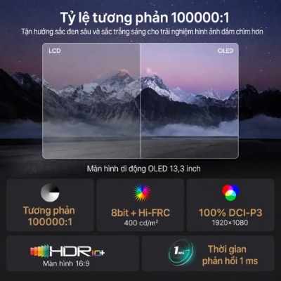 Màn Hình Di Động ARZOPA A3C Pro 13.3" OLED FHD | HDR10 | 100% DCI-P3 | USB-C | Chính Hãng | Hỏa Tốc