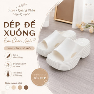 Dép sục nữ đế bánh mì cao 8cm quai ngang êm chân chống trơn hack dáng dép nữ đi chơi đi biển dạo phố hot trend 2026