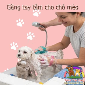Găng Tay Tắm Cho Chó Mèo - Bàn Chải Silicon Massage Loại Bỏ Lông Rụng, Tiện Lợi, Mềm Mại