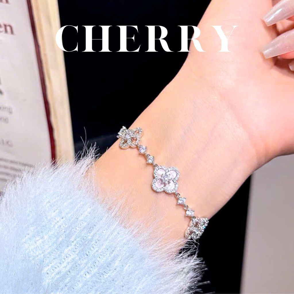 Combo Dây chuyền và vòng tay nữ cỏ 4 lá CHERRY JEWELRY titan không gỉ phụ kiện trang sức thời trang