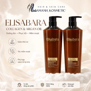 Cặp Dầu Gội Xả Elisabara Collagen & Argan Oil 500ml/800ml | Dưỡng Ẩm, Phục Hồi, Mềm Mượt Tóc.