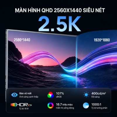 Màn Hình Di Động ARZOPA Z3FC 16.1" 2.5K 180Hz IPS | 107% sRGB | USB-C Mini HDMI | Chính Hãng