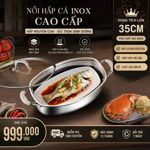 Nồi hấp cá đồ tạo tác gia dụng nồi hấp bằng thép không gỉ bếp gas bếp điện từ nồi cá hình bầu dục