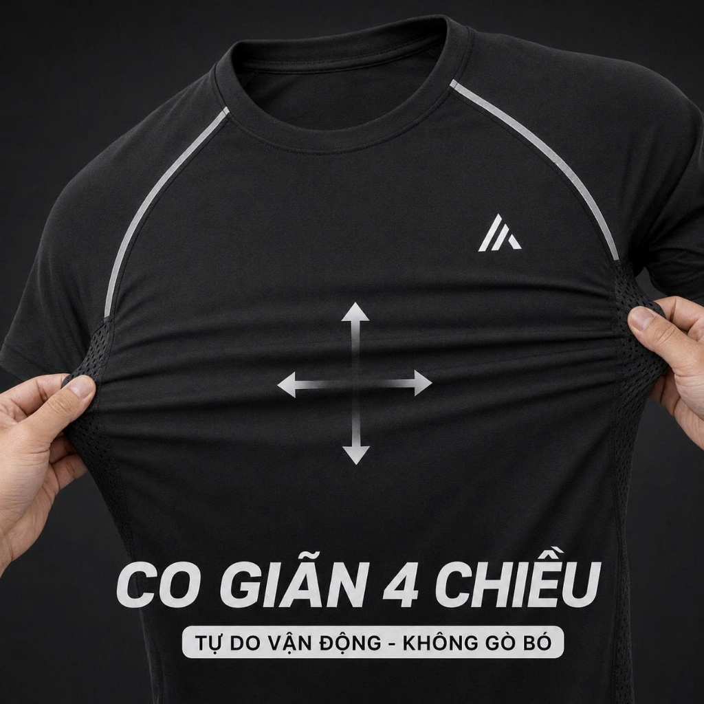 Set đồ thể thao nam APEX SPORT áo thun + quần short 2 lớp, đồ tập gym chạy bộ cầu lông nam