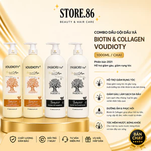 Cặp Dầu Gội Xả VOUDIOTY Biotin Collagen 1000ml | Dưỡng Ẩm Tóc Khô Xơ, Mềm Mượt Chuẩn Salon