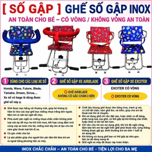 GHẾ SỐ XE MÁY CHO BÉ LOẠI GẬP – CÓ VÒNG / KHÔNG VÒNG AN TOÀN