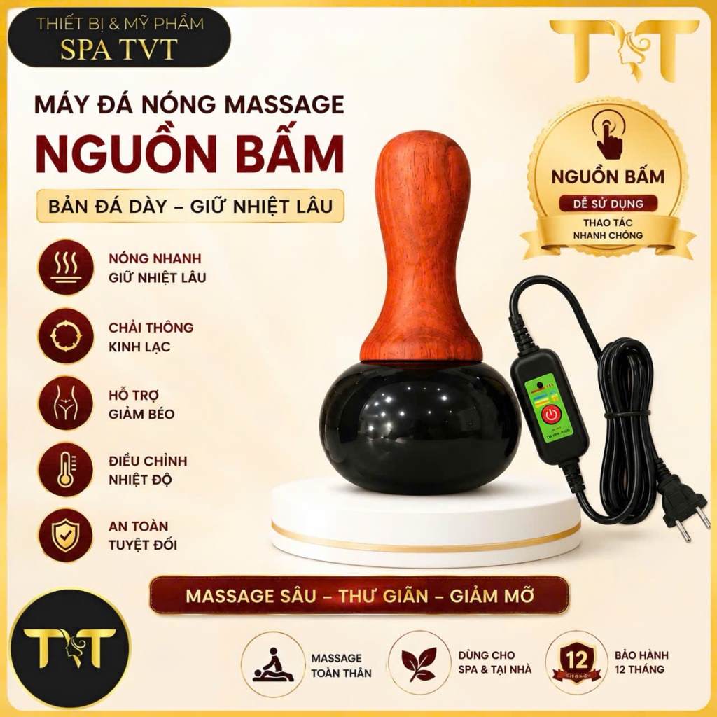 Máy Đá Nóng Nguồn Bấm 5 Mức Nhiệt, Massage Body, Hỗ Trợ Giảm Béo, Chải Thông Kinh Lạc BH 12 Tháng