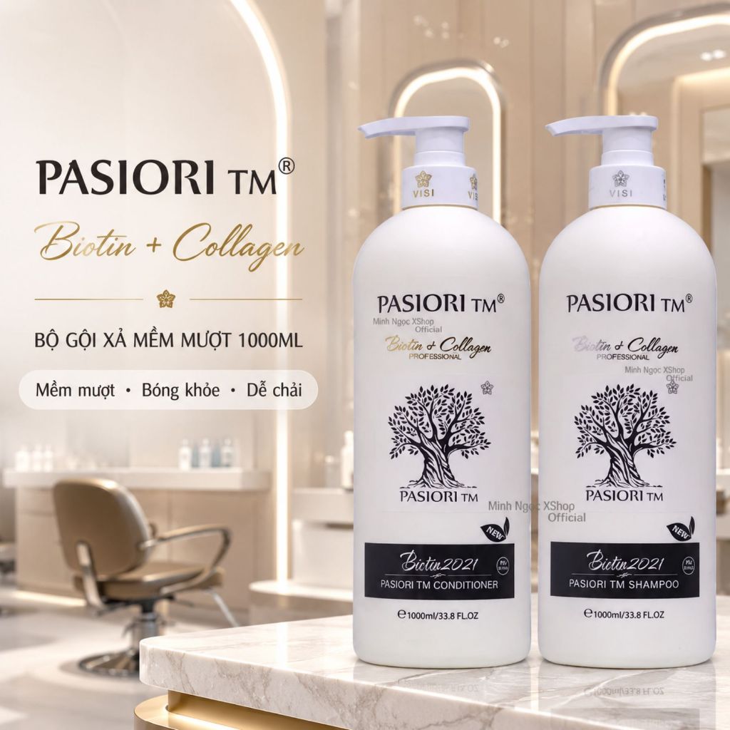 Cặp dầu gội biotin & collagen 500ml -1000ml/(chai) hỗ trợ phục hồi tóc mềm mượt giảm rụng tóc