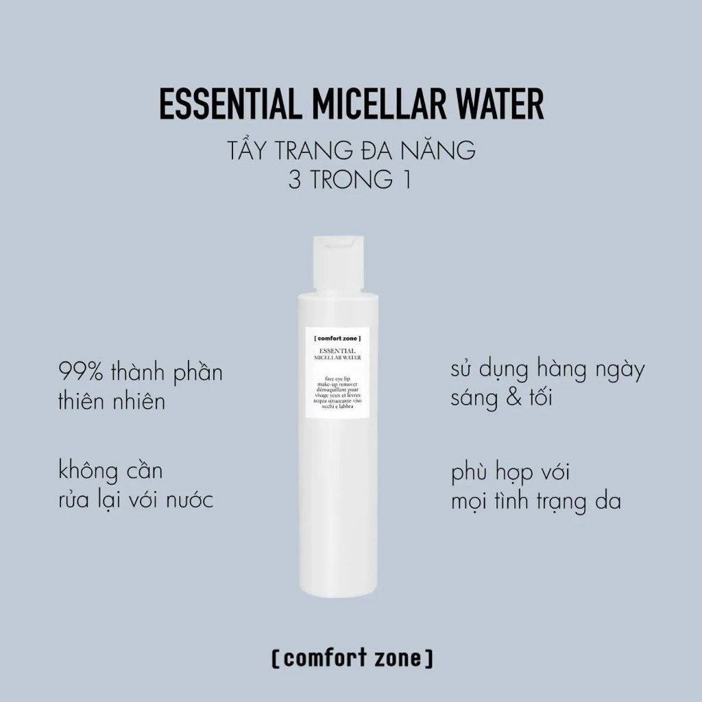 [HÀNG CÔNG TY] Nước Tẩy Trang Comfort Zone Micellar Water 200ml | Làm Sạch Sâu Dịu Nhẹ