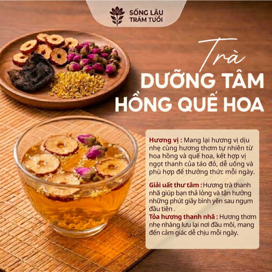 [Hòa Đà] Trà Dưỡng Tâm Hồng Quế Hoa Thảo Mộc Thiên Nhiên Giảm Stress Ngủ Ngon, Đẹp Da, Thảo Mộc Tự Nhiên