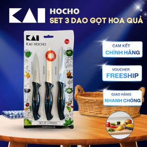 Set 3 dao Kai Hocho cán nhựa PP cao cấp bằng thép không gỉ, cắt thái trái cây và hoa quả - 94mm, 112mm, 112mm