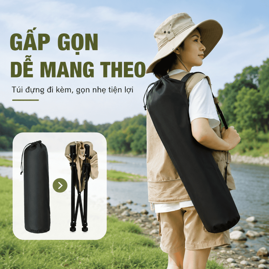 Ghế Mặt Trăng Gấp Gọn Dã Ngoại, Ghế Camping Thư Giãn Ngồi Êm, Dễ Mang Theo Đi Cắm Trại Câu Cá Ban Công