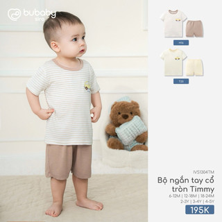 6m-4y | Bubaby Bộ ngắn tay cổ tròn Timmy IVS1304TM cao cấp chất liệu mềm mại, mỏng nhẹ, thoáng mát, an toàn cho da bé