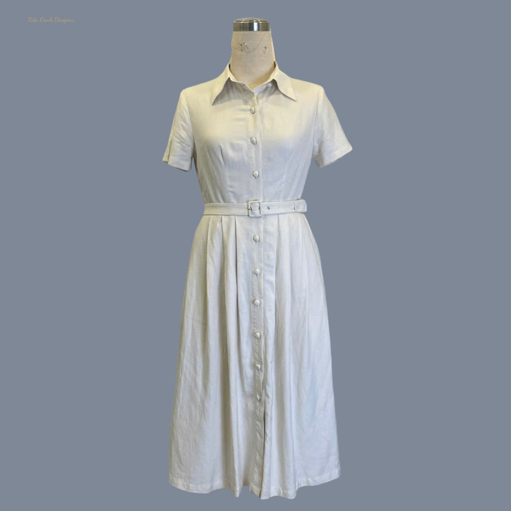 Đầm xoè linen cao cấp,độ bền cao,mát mịn,thấm hút mồ hôi,may viền tỉ mỉ,sản xuất độc quyền tại Kiều Oanh Designer