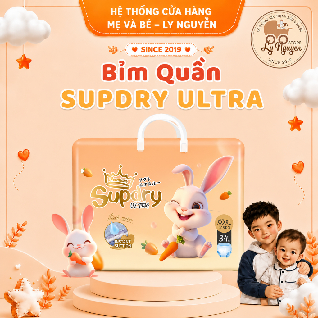 [LyNguyenStore] Tã/Bỉm Dán/Quần SUPDRY ULTRA/ SUPDRY CAM cao cấp chính hãng đủ size cho bé từ 3-25kg