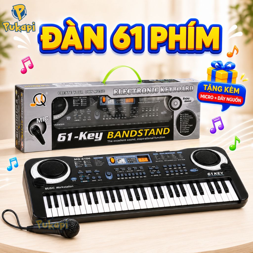 Đồ Chơi Đàn Cho Bé Piano Đàn Piano 61 Phím Piano Đàn Đàn Cho Bé Chơi Có Nhạc Đàn Tập Chơi Organ- Đồ Chơi Cho Bé PUKAPI