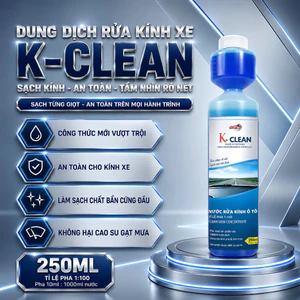 Dung Dịch Rửa Kính Ô Tô Đậm Đặc K-CLEAN 250ml | Tỉ lệ pha 1:100 | Làm Sạch Kính Trong Suốt, An Toàn Cho Cao Su Gạt Mưa