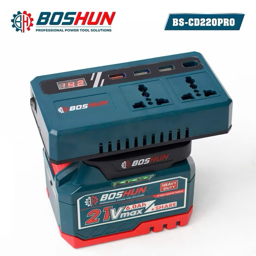Đế Chuyển Đổi Nguồn Điện 21V-220V Chân Pin M21 Có Đèn Led Kèm 3 Cổng Sạc Nhanh 3.0.Thẻ bảo hành 12 tháng.