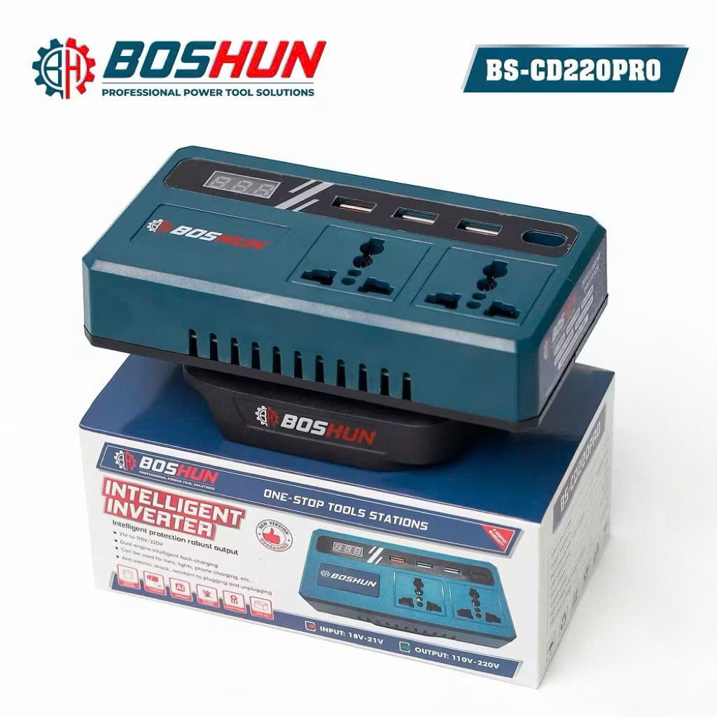 Đế Chuyển Đổi Nguồn Điện 21V-220V Chân Pin M21 Có Đèn Led Kèm 3 Cổng Sạc Nhanh 3.0.Thẻ bảo hành 12 tháng.