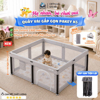 [NEW] Quây Vải Gấp Gọn Cho Bé Kèm Túi Đựng Tiện Lợi, Quây Bóng Pakey Cao 65cm Khung Thanh Dày Dặn, Không Cần Lắp Ráp K5