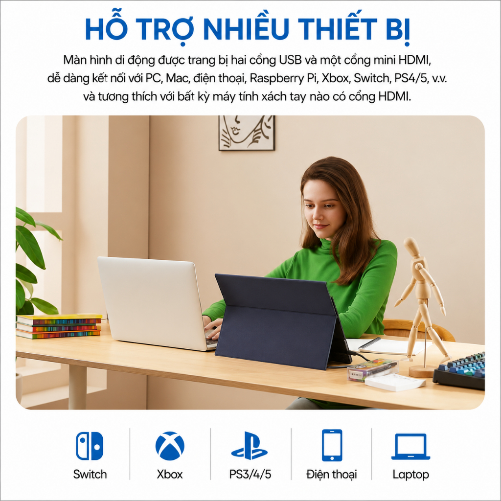Màn Hình Di Động ARZOPA A1 Gamut 15.6" IPS FHD | HDR10 | Bao Da | USB-C HDMI | Chính Hãng | Hỏa Tốc