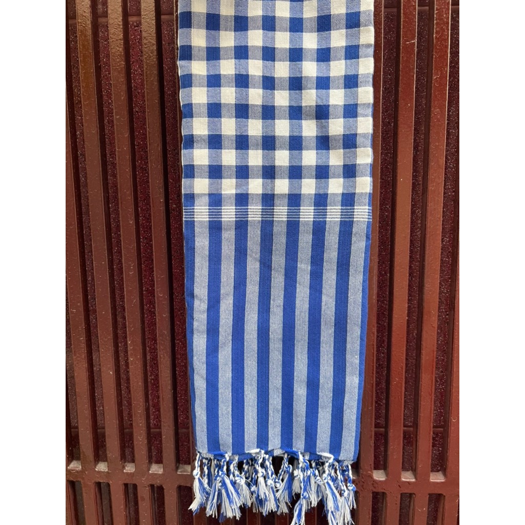 Khăn Rằn Nam Bộ Loại Tốt, Màu Xanh Dương - Trắng Khổ Lớn 160X60 cm