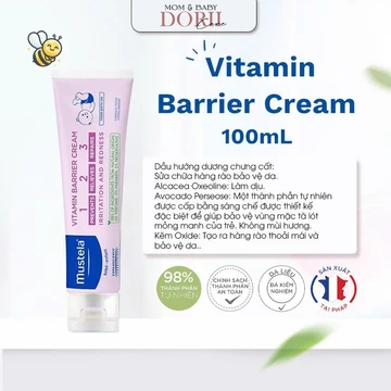 Kem Chống Hăm Cho Bé Mustela Vitamin Barrier Cream 100ml – Kem Hăm Tã Trẻ Sơ Sinh, Dưỡng Da Vùng Mặc Tã