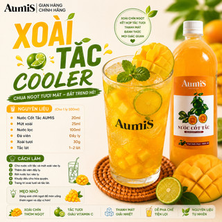 Combo 2 Chai Nước Cốt Tắc Aumis 1000ml – Giải Pháp Thay Tắc Tươi, Pha Trà Trái Cây Thanh Mát Ngày Hè