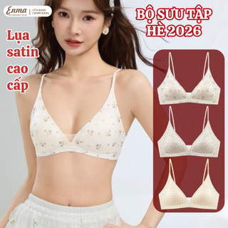(BST HÈ 2026) Áo ngực nữ lụa satin hoạ tiết hoa nhí mút mỏng thoáng khí êm ái siêu mát cao cấp BRA24