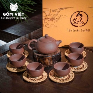 Bộ ấm chén trà tử sa ATT cao cấp vuốt tay thủ công phong cách cổ điển - Gốm sứ Bát Tràng - Gốm Việt