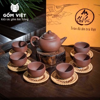Bộ ấm chén trà tử sa ATT cao cấp vuốt tay thủ công phong cách cổ điển - Gốm sứ Bát Tràng - Gốm Việt