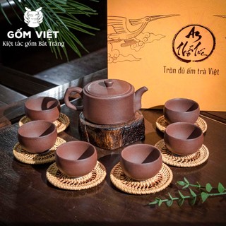 Bộ ấm chén trà tử sa ATT cao cấp vuốt tay thủ công phong cách cổ điển - Gốm sứ Bát Tràng - Gốm Việt