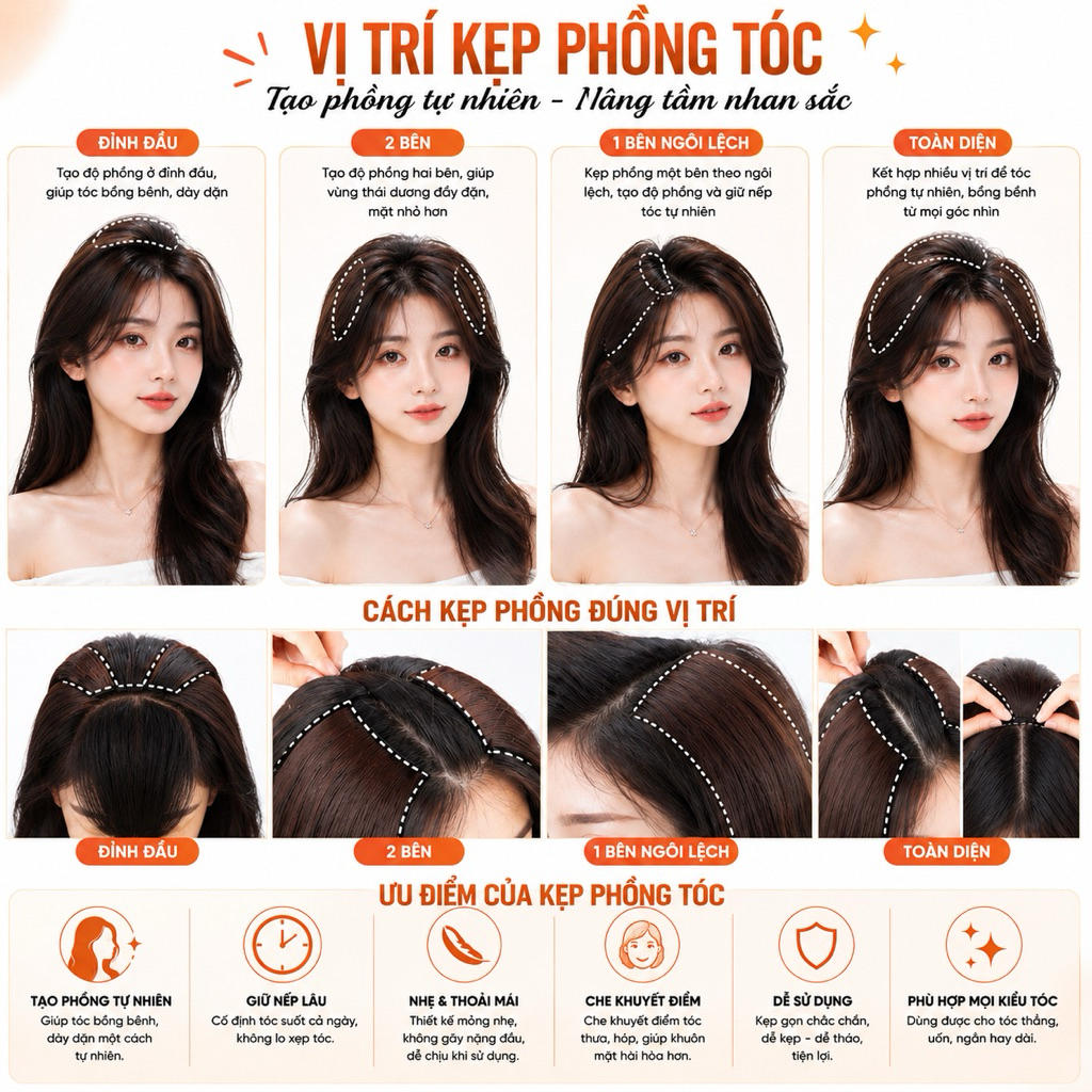 [HÀNG CAO CẤP] KẸP PHÍM PHỒNG CONG LÀM DÀY TÓC
